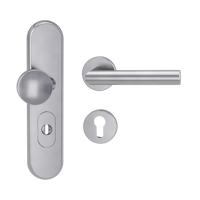 Griffwerk TITANO Kombi SB_882 ES1 (S2) -Edelstahl matt Kombi-Schutzbeschlag -Schild/Drücker -mit Griff LUCIA PROF EM -ZA, 72mm -TS 65-70mm