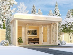 Karibu Gartenhaus Chione - 38 mm mit Terrasse & erhöhter Schneelast (185 kg/m²)