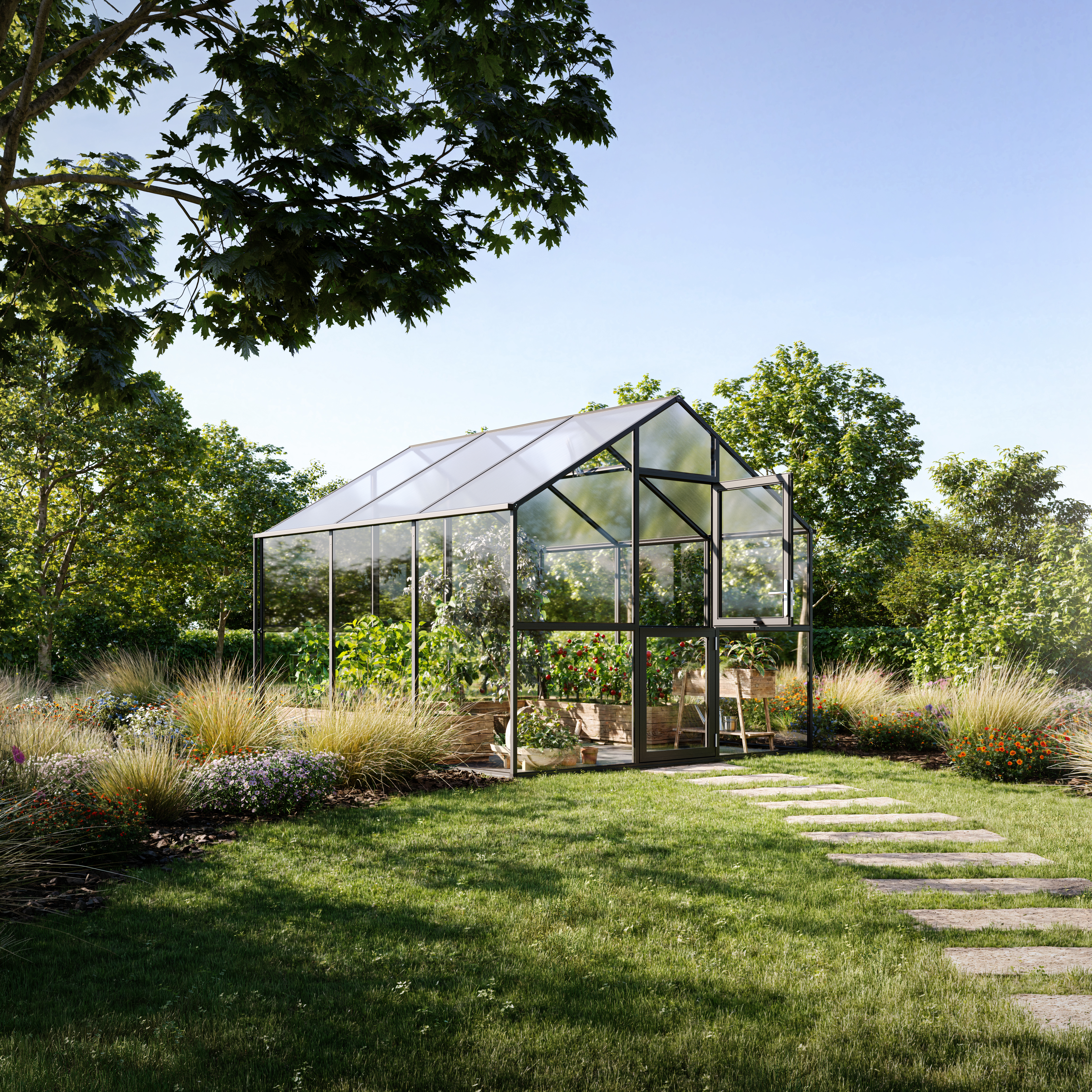 KGT Gewächshaus Ortasia Typ III anthrazit / grau