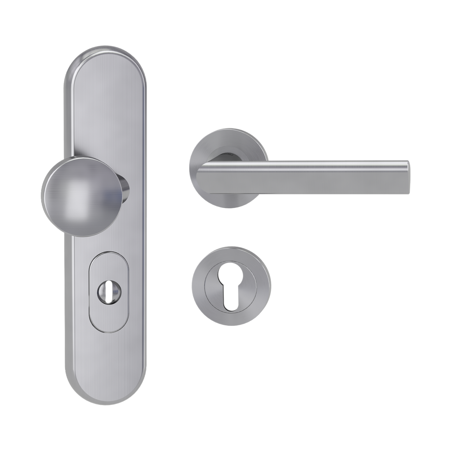 Griffwerk TITANO Kombi SB_882 ES1 (S2) -Edelstahl matt Kombi-Schutzbeschlag -Knopf/Drücker -mit Griff TRI 134 Schraubt. ...