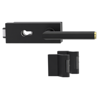 Griffwerk PURISTO S -Graphitschwarz Ganzglastürbeschlagset -3-teiliger Bandsatz -mit Griff LUCIA SELECT -GSC/ME -PZ