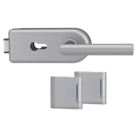 Griffwerk SMILE 1.0 -Alu EV1 -Ganzglas- türbeschlagset -3-teiliger Bandsatz -mit Griff Griff L-Form -PZ, WC Knaufzyl. -Schlossgegenseite