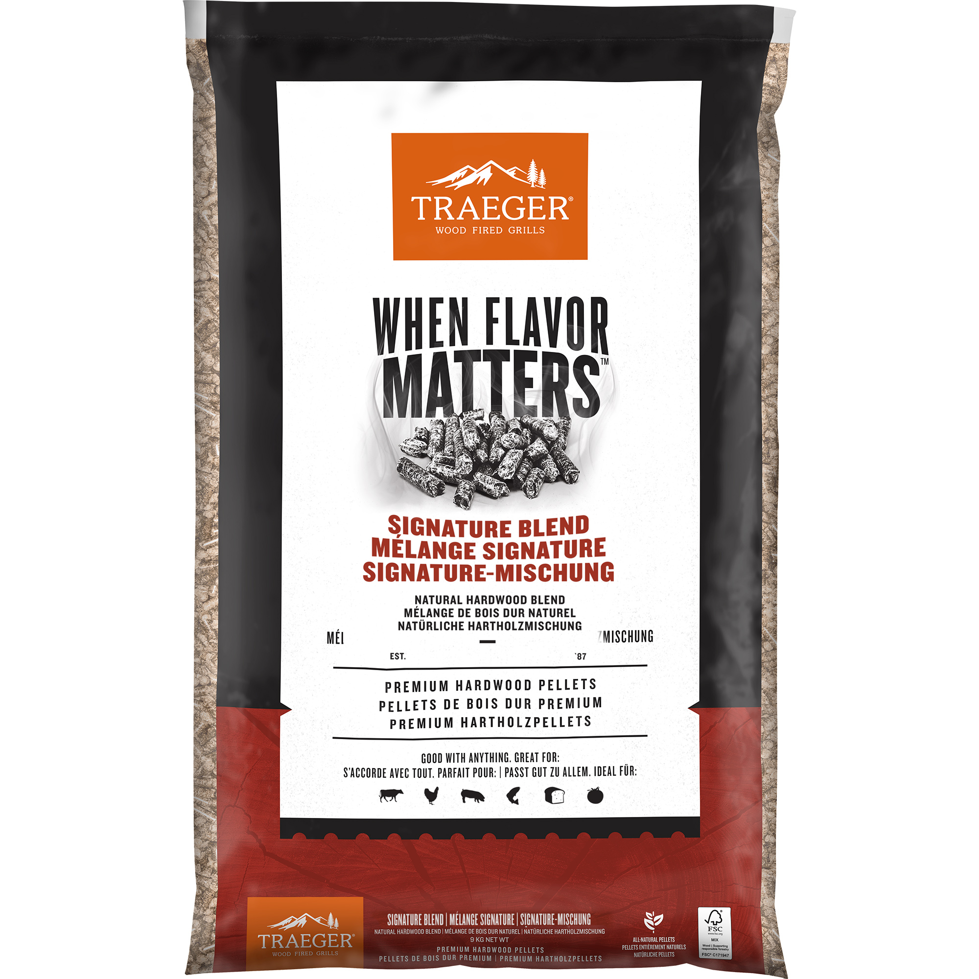 Traeger Hartholz Pellets SIGNATURE BLEND, 9 kg Beutel