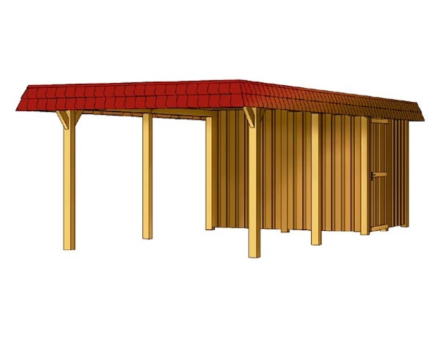 Skan Holz Wendland - Walmdach Doppelcarport aus Leimholz Breite 630 cm