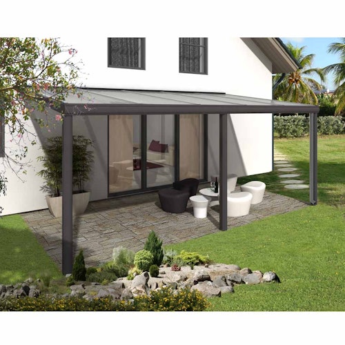 Skan Holz Aluminium Terrassenüberdachung Garda Breite 541 cm
