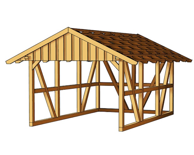 Skan Holz Schwarzwald - Satteldach Einzelcarport Breite 424 cm