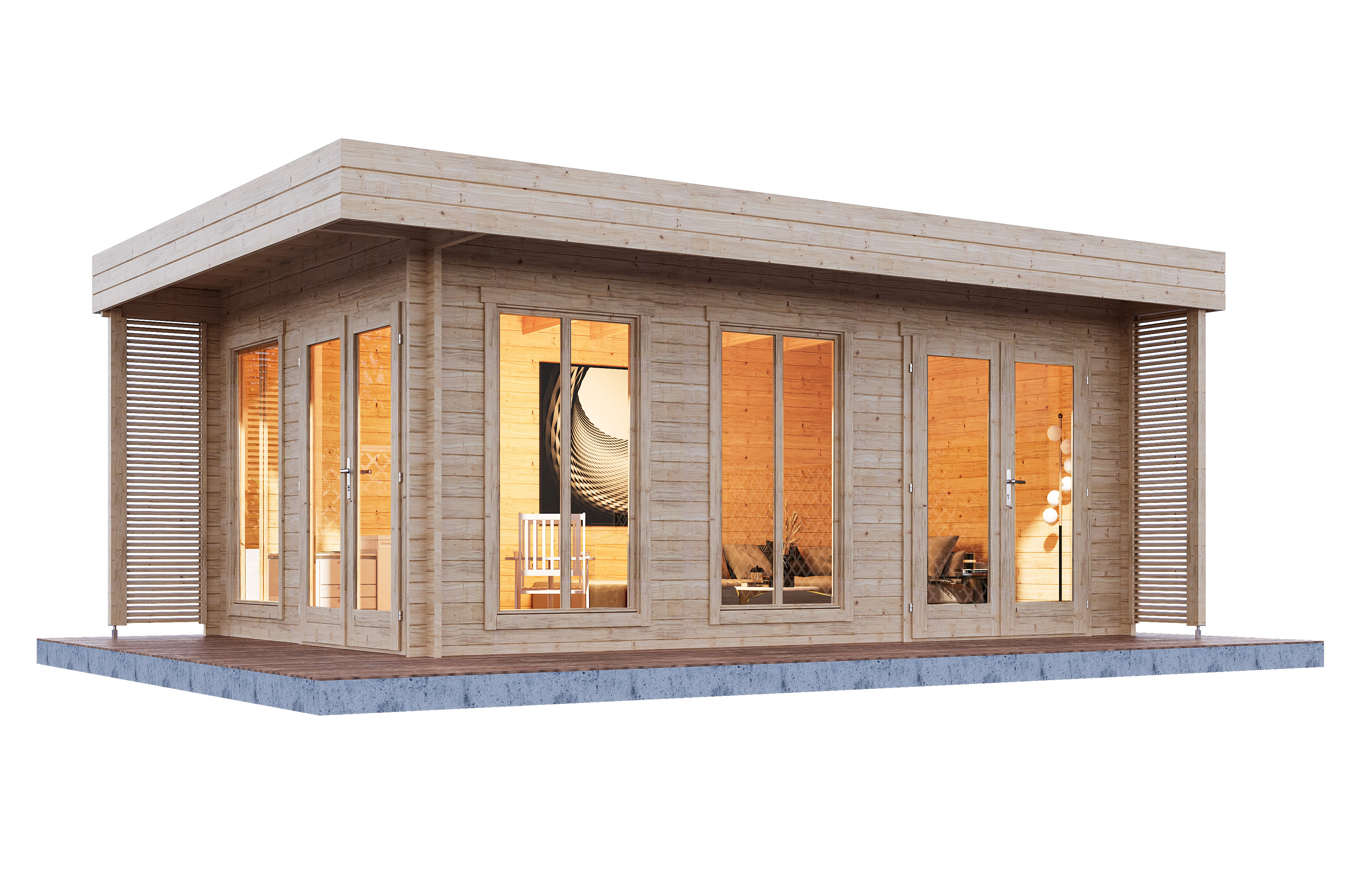 Wolff Finnhaus Gartenhaus Haldis 5335 - 44 mm naturbelassen Inkl. Fußboden / Fundamenthölzer