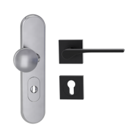 Griffwerk TITANO Kombi SB_882 ES1 (S2) -Edelstahl matt Kombi-Schutzbeschlag -Knopf/Drücker -mit Griff DESM LEAF LIGHT -GSC -eckig -R -ZA, 72mm -TS 38-50