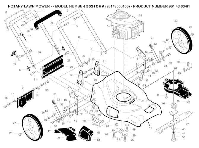 Husqvarna Rasenmäher gelegentliche Nutzung 96143000105 5521CHV (Not for sale in California)