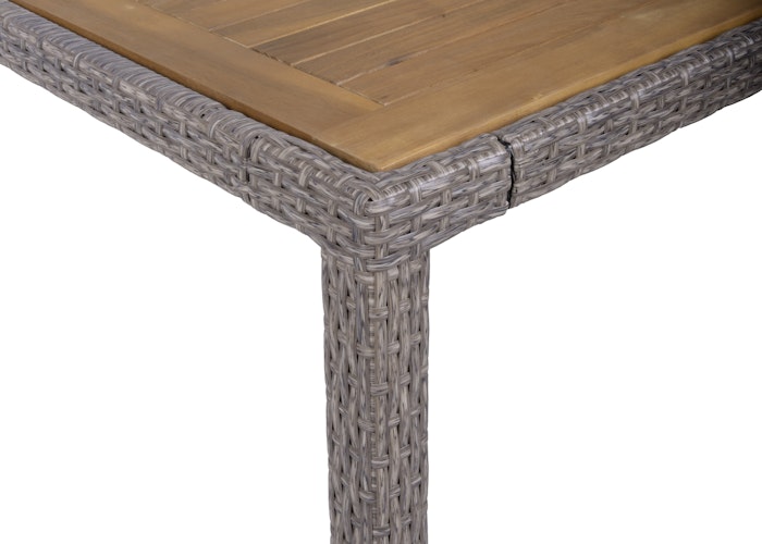 Garden Pleasure Balkon-Set DAKOTA, Tisch 70 x 60 + 2 Sessel, Polyrattan / Akazie / Kissen 100 % Polyester