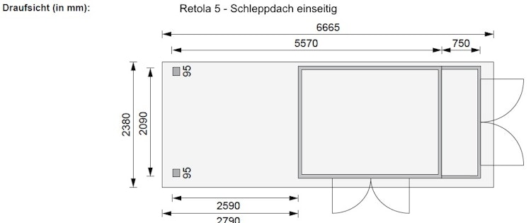 Karibu Woodfeeling Gartenhaus Retola 2/3/4/5/6 inkl. Anbauschrank u. 280 cm Schleppdach