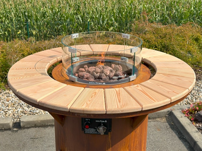 Badeko Stehtischofen ,,Gasfeuer" Ambiente in Edelrostoptik