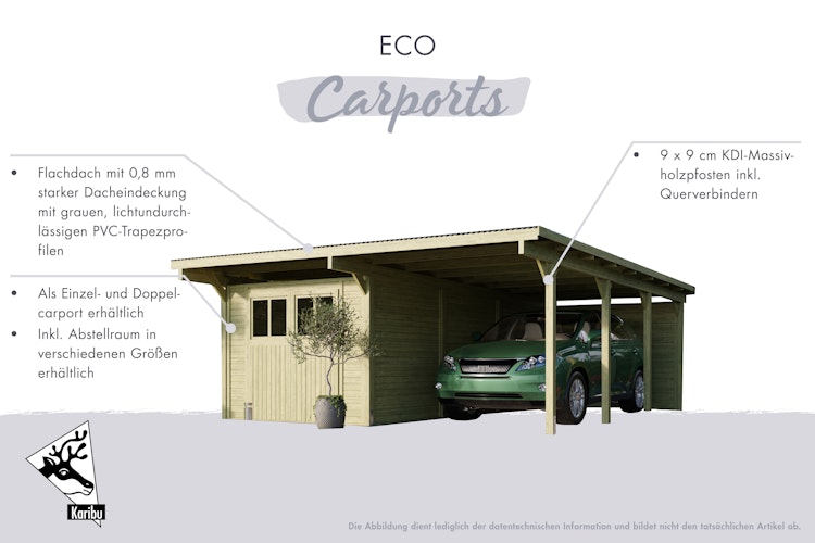 Karibu Carport Einzelcarport Eco 1/2 - kesseldruckimprägniert