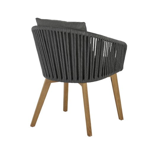 Diamond Garden Balkon-Set SHEFFIELD, Tisch + 2 Stühle, Edelstahl Dunkelgrau / HPL / Teak / Rope