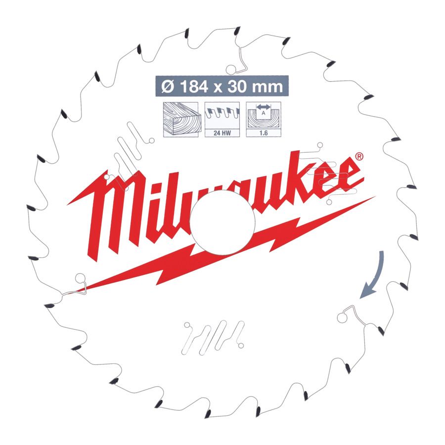 Milwaukee Kreissägeblatt 184/30MM 24Z Holz 4932471297