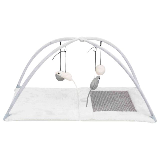Thumbnail - TRIXIE Kratzmatte mit Spielbogen, 60 × 33 × 42 cm, grau/lichtgrau