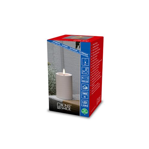 Konstsmide Weihnachtsbeleuchtung LED Kerze aus Kunststoff mattbeige batteriebetrieben 10 cm