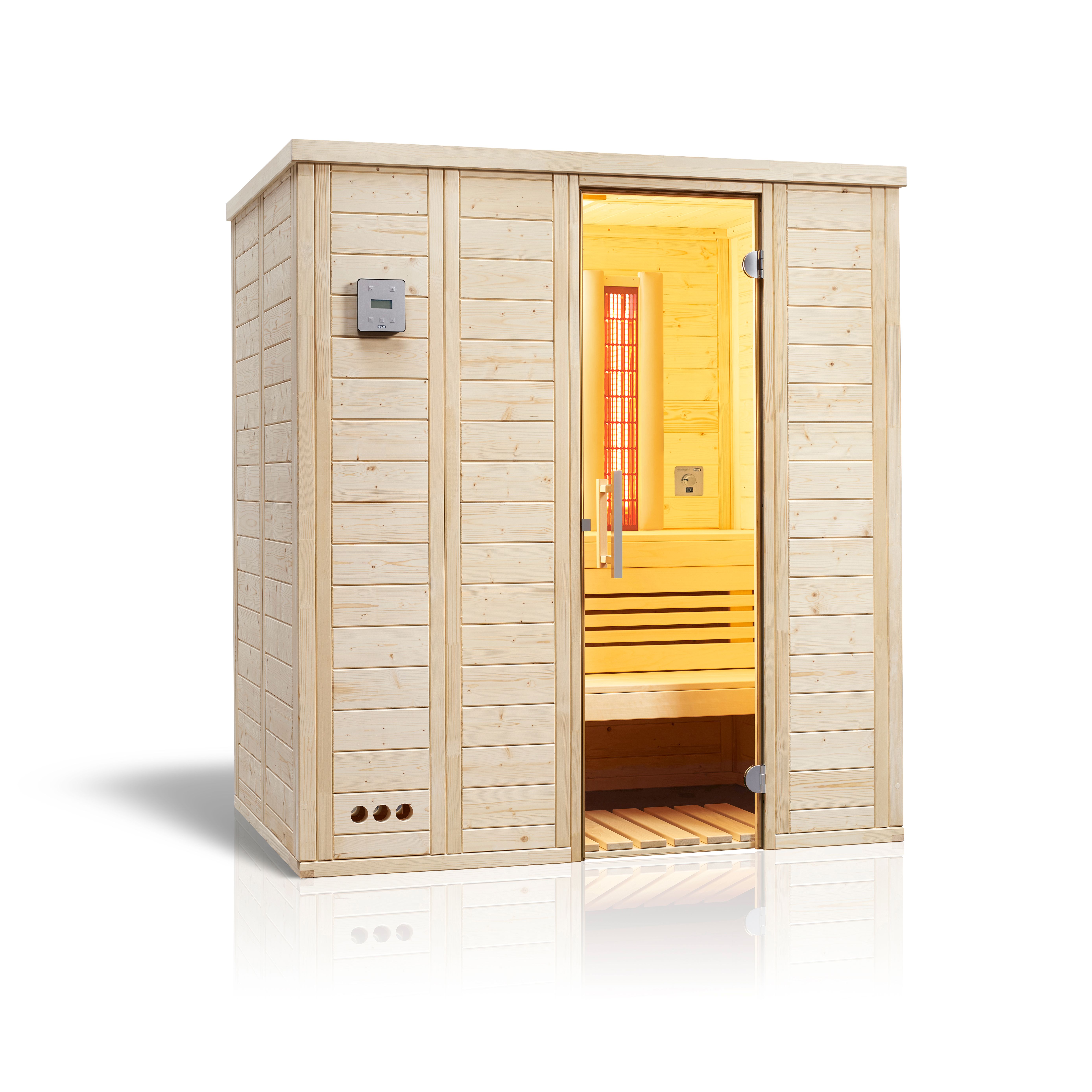 Infraworld Sauna Vitalis 184 Complete - 40 mm Massivholzsauna inkl. 5-teiligem gratis Zubehörset