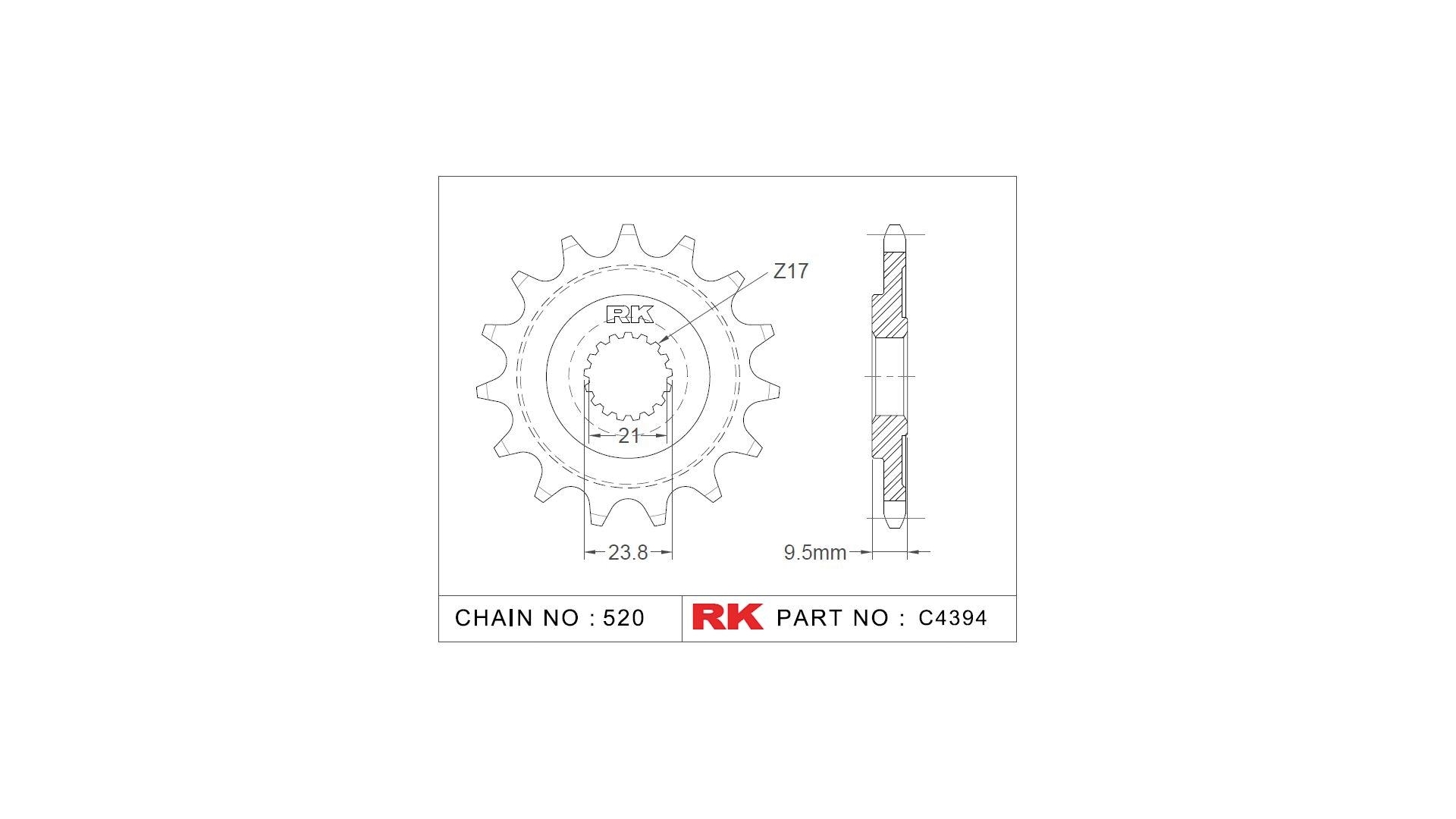 RK 4394 Antriebsritzel (14 Zähne, selbstreinigend) für Honda CR und Honda TRX