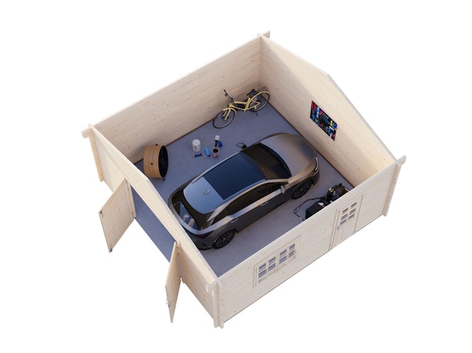 Palmako Garage Roger 27,7 m² - 70 mm - mit Holztor