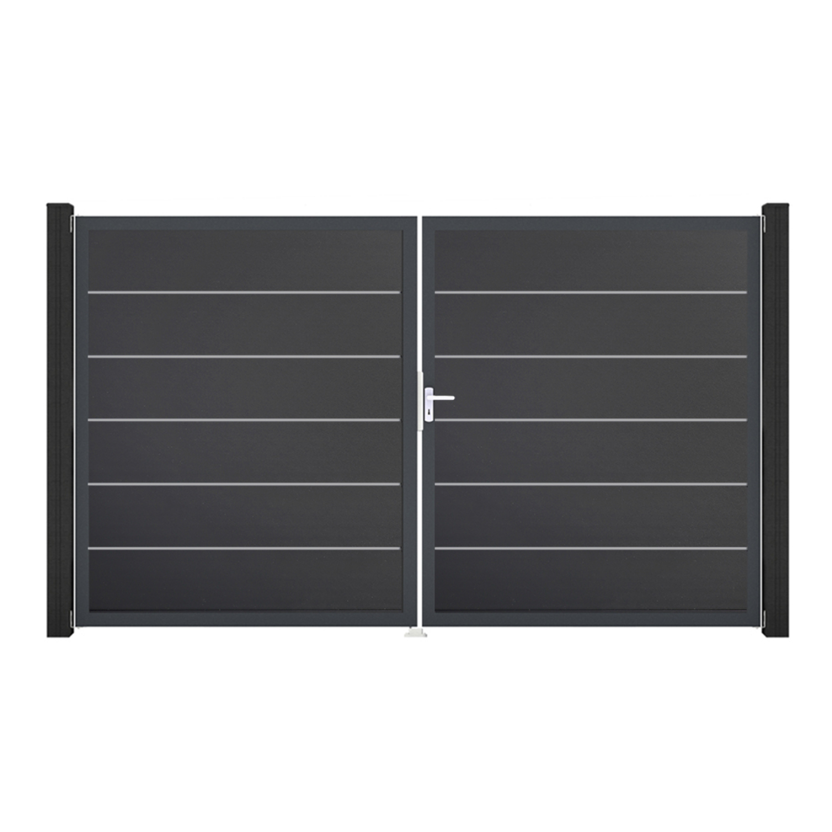 GroJa BasicLine PVC Stecksystem Premium Doppeltor mit Antrazitrahmen 3000 x 1800 mm monument_oak DIN Rechts