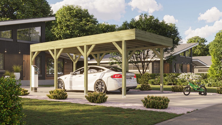 Weka Einzelcarport mit Vorbereitung zur Dachbegrünung 328 x 718 cm - kesseldruckimprägniert