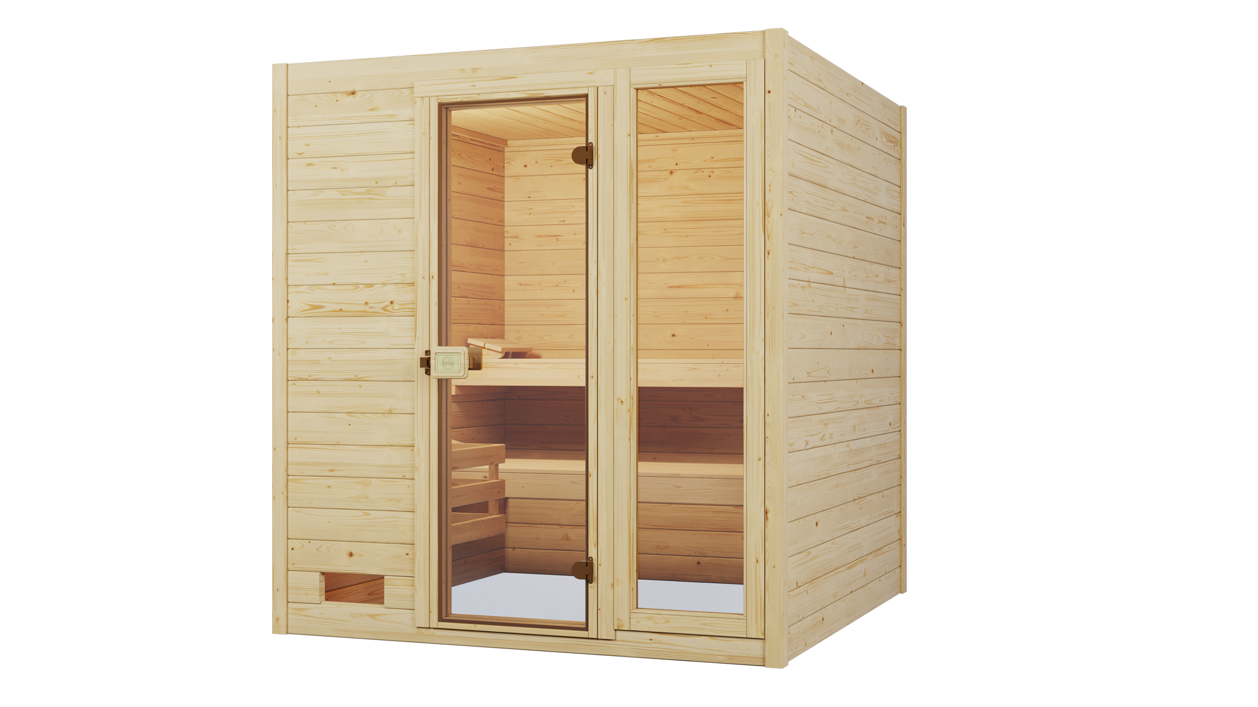 Weka Sauna 537 / Valida Gr. 3 mit Glastür+Fenster - Massivholzsauna 38 mm Ohne Ofen