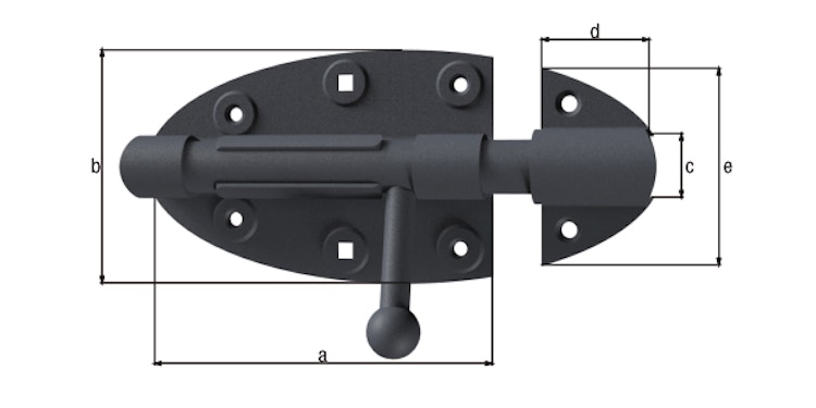 Alberts® Bolzenriegel Ovado verz.,graphitgrau beschichtet Platte 112 x 72 mm 