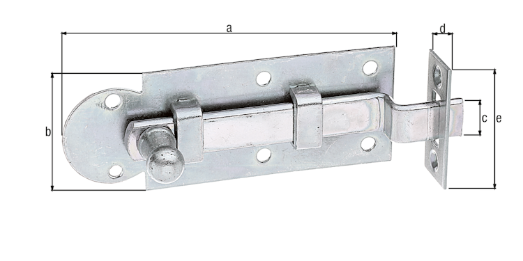Alberts® Fensterriegel,mit Knopf,gekröpft,mit Schließblech,galvanisch verzinkt dickschichtpassiviert.,Platte LxB 80x30 mm 113216