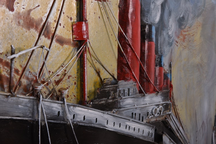 3D Metallbild Schiff 120 x 80 cm, Stahlblech
