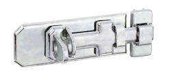 Alberts® Sicherheits-Schlossriegel, mit flachem Griff, mit Schlaufe, galvanisch verzinkt dickschichtpassiviert, Platte LxB100x44mm 123062
