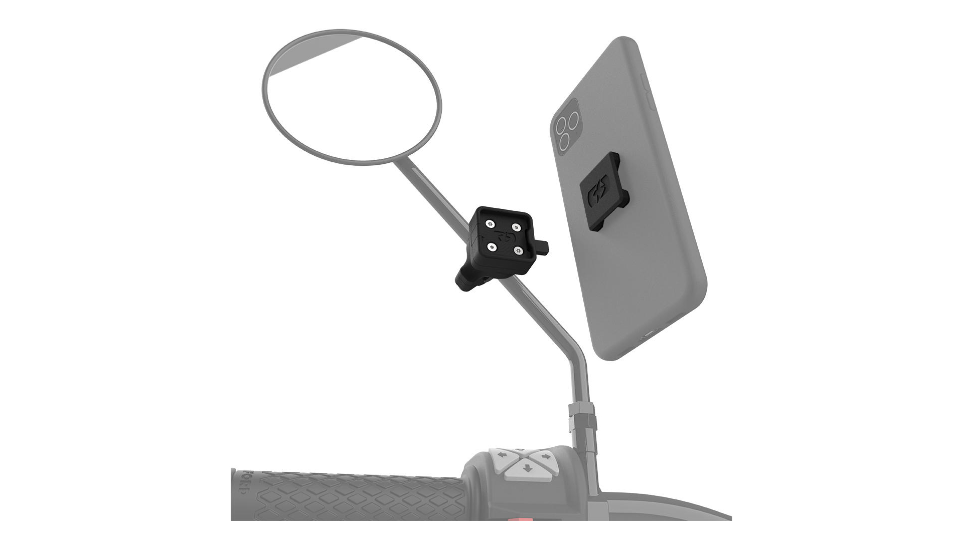 Oxford Handyhalter Spiegelhalterung zur Befestigung am Spiegelarm, 360° drehbarer Kopf