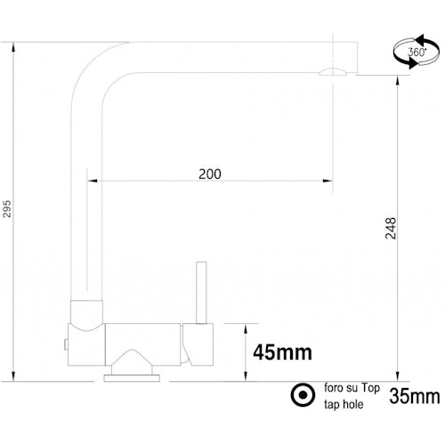 Wasserhahn Vorfenster Küchenarmatur, Umklappbar 4,5 CM, mit 360° schwenkbarem L-Auslauf, Verchromt / Weiß Granit