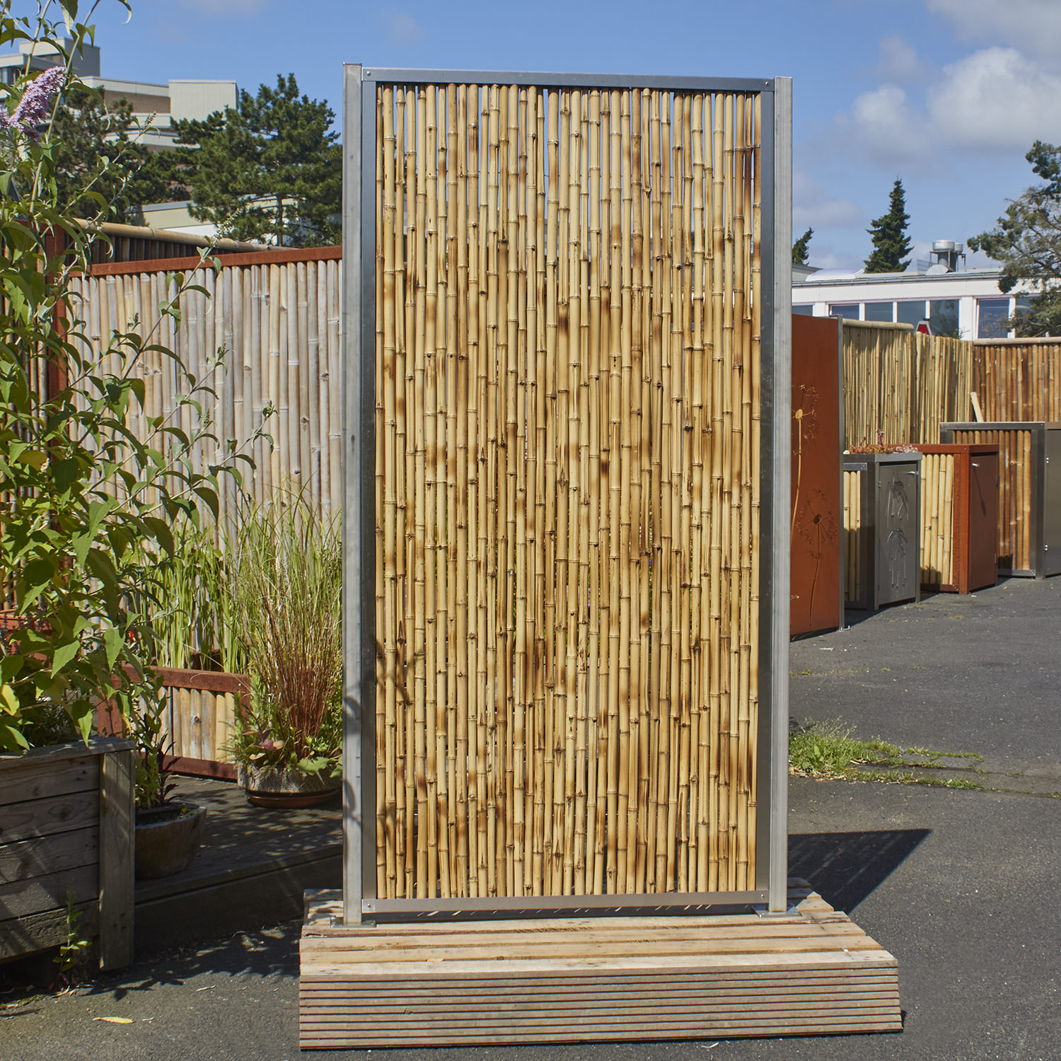 BambusBASIS Modul5 Slimline Zaunfeld mit Abschlussprofilen obenunten