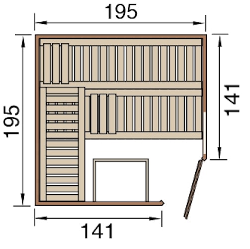 Weka Premium Massivholzsauna Cubilis 2 mit Glastür+Fenster ohne Montageservice - 45 mm