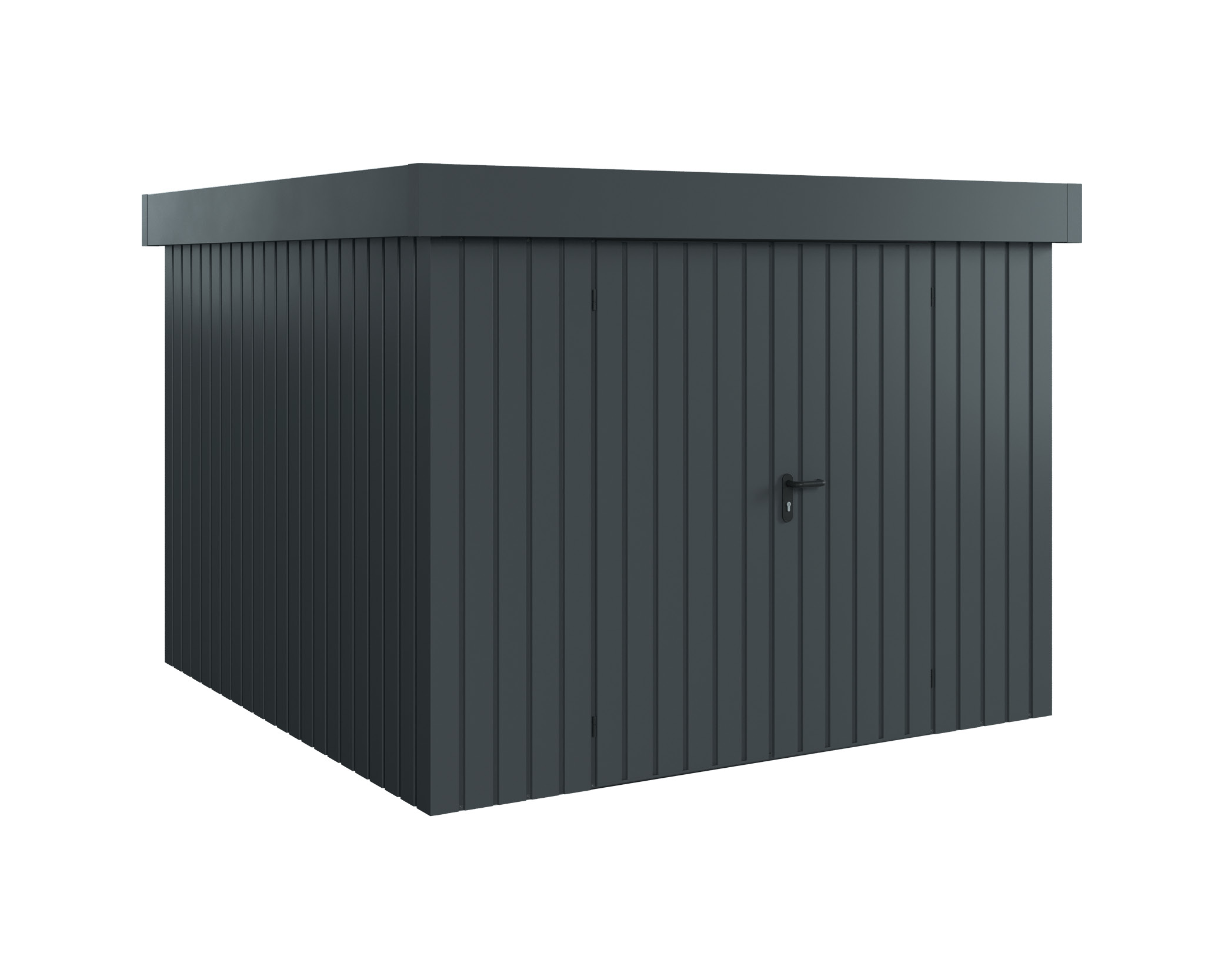 Hörmann Metall-Gerätehaus EcoStar EuroLine EFD mit Flachdach B 262 x T 262 cm (EFD 10), Motiv Modern (mit schmalen Lamel...