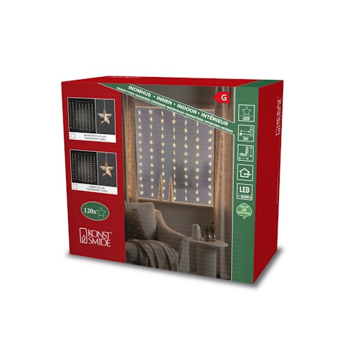 Konstsmide Weihnachtsbeleuchtung  LED Lichtervorhang Sterne Bernstein 140x120cm