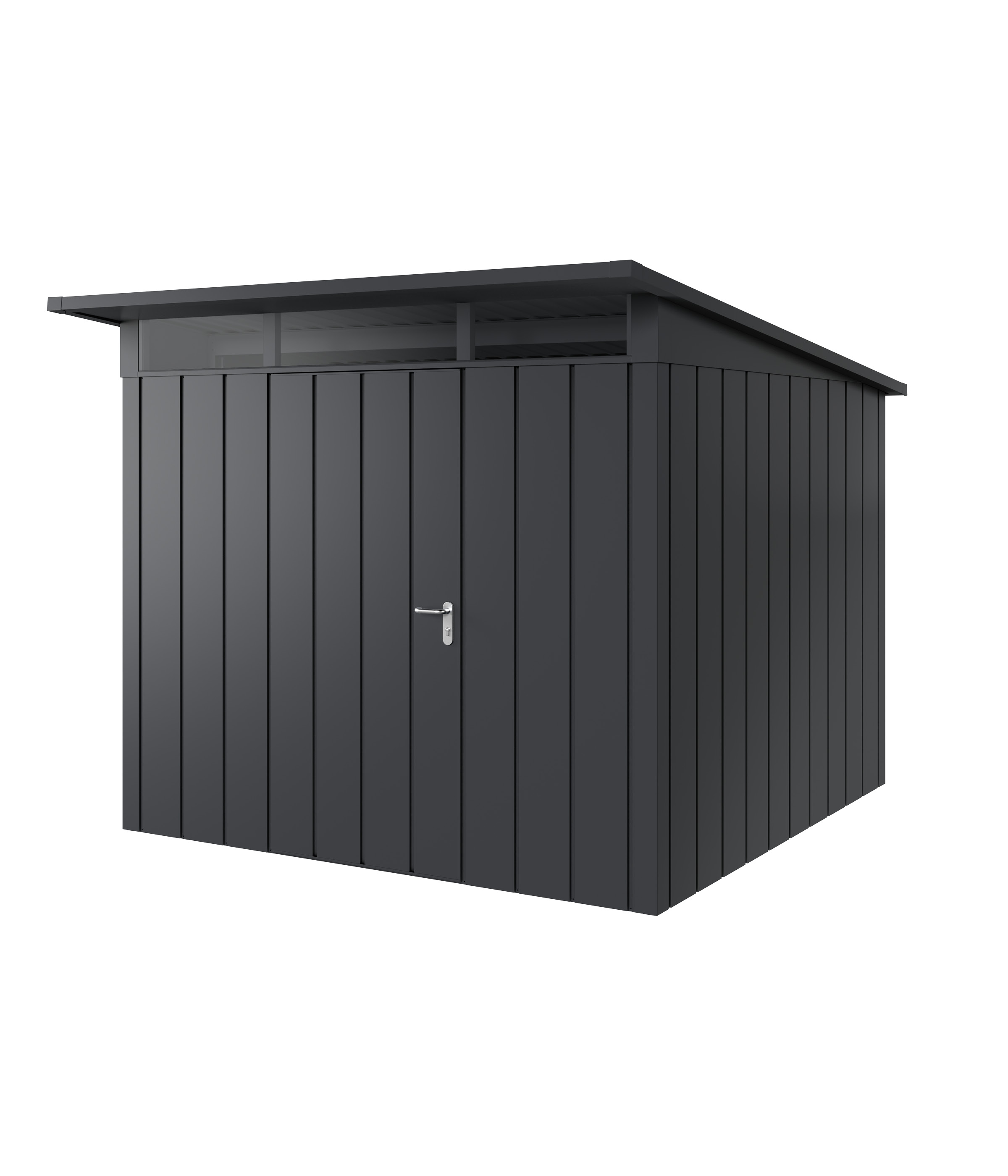 Hörmann Metall-Gerätehaus Juno JPD mit Pultdach B 262 x T 262 cm (JPD 10) Motiv Modern (mit schmalen Lamellen) Einzeltür...