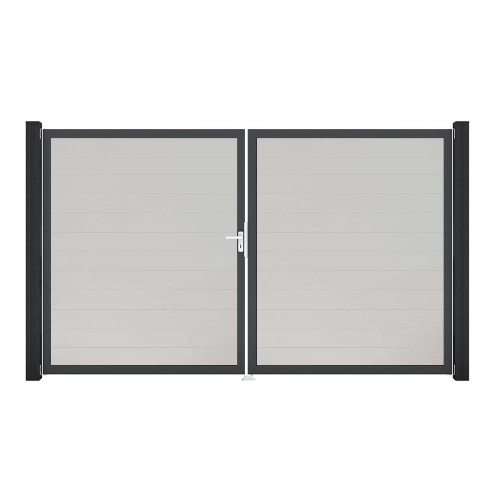 GroJa BasicLine PVC Stecksystem schmal Doppelltor mit Anthrazitrahmen 3000 x 1800 mm weiss DIN Links