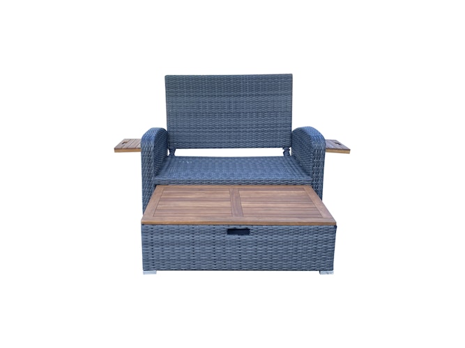 Garden Pleasure Funktionssofa BARI, Polyrattan Dunkelgrau / Kissen 100 % Polyester Dunkelgrau
