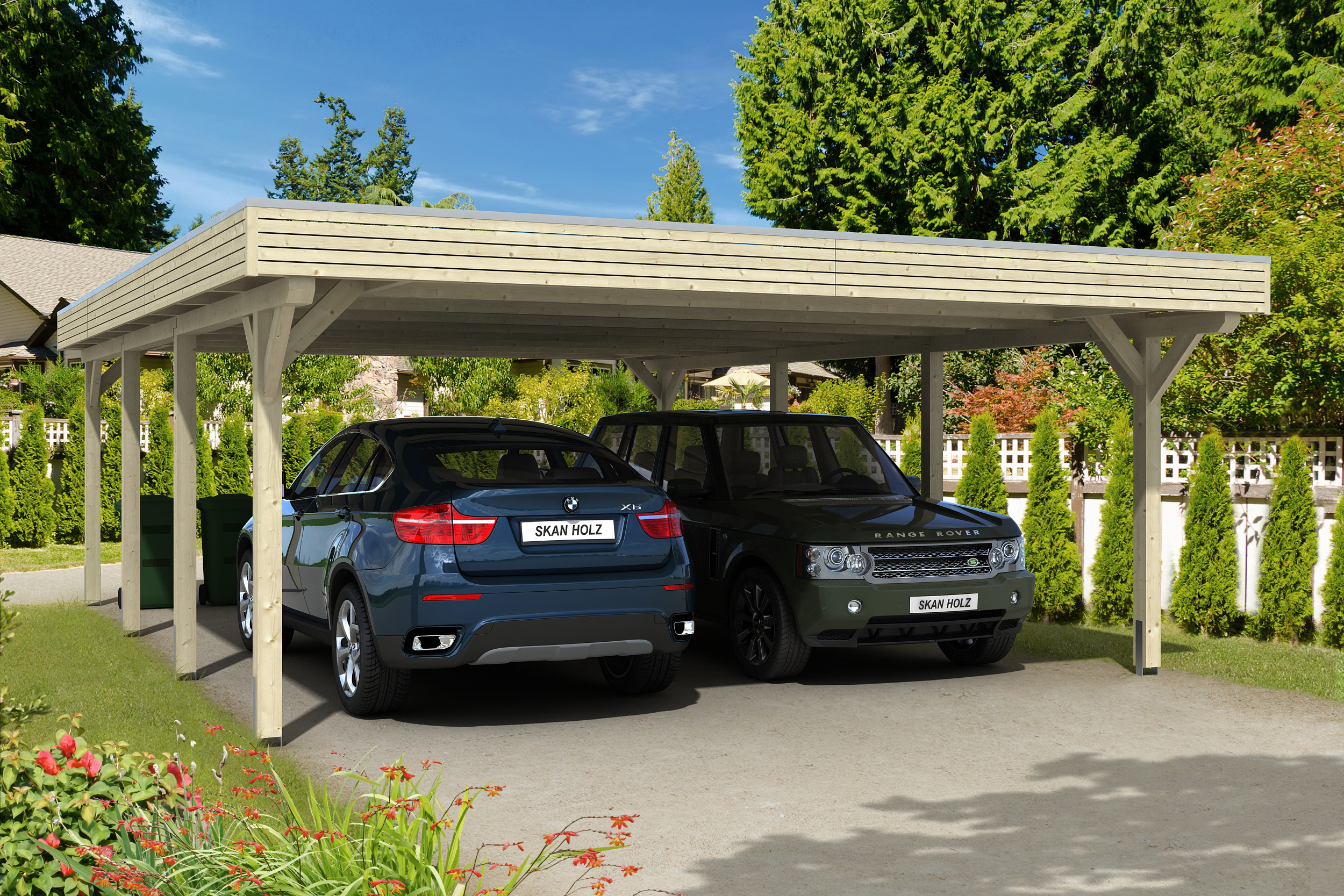Skan Holz Spessart Doppelcarport ohne Abstellraum Gr.2 611x846cm unbehandelt Holzcarport