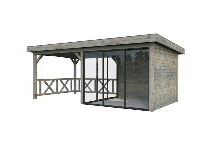Palmako Gartenhaus Connect Lenna 16,6 m² Set 704 Slide Plus mit Isolierglas-Schiebetüren - 28 mm