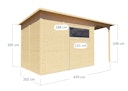 Bertilo Gartenhaus Pent Modern 4 Plus inkl. Anbaudach - 18 mm