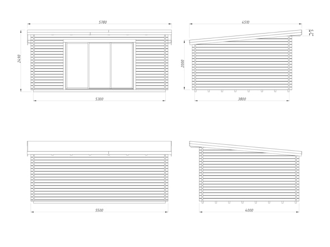 Palmako Gartenhaus Lea 19,4 m² Slide Plus mit Isolierglas-Schiebetür - 44 mm