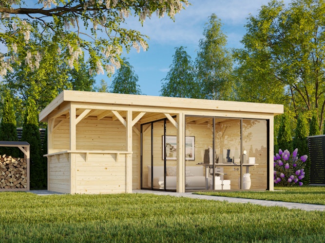 Palmako Gartenhaus Connect Lenna 16,6 m² Set 707 Slide Plus mit Isolierglas-Schiebetüren - 28 mm