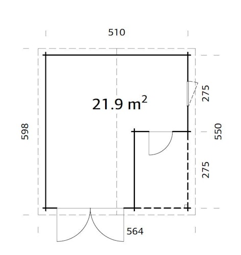 Palmako Garage Roger 21,9+5,2 m² - 44 mm - mit Holztor