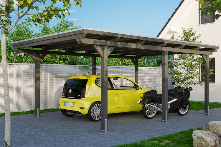 Skan Holz Emsland - Flachdach Carport aus Leimholz Breite 404 cm