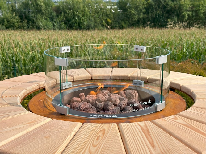 Badeko Stehtischofen ,,Gasfeuer" Ambiente in Edelrostoptik