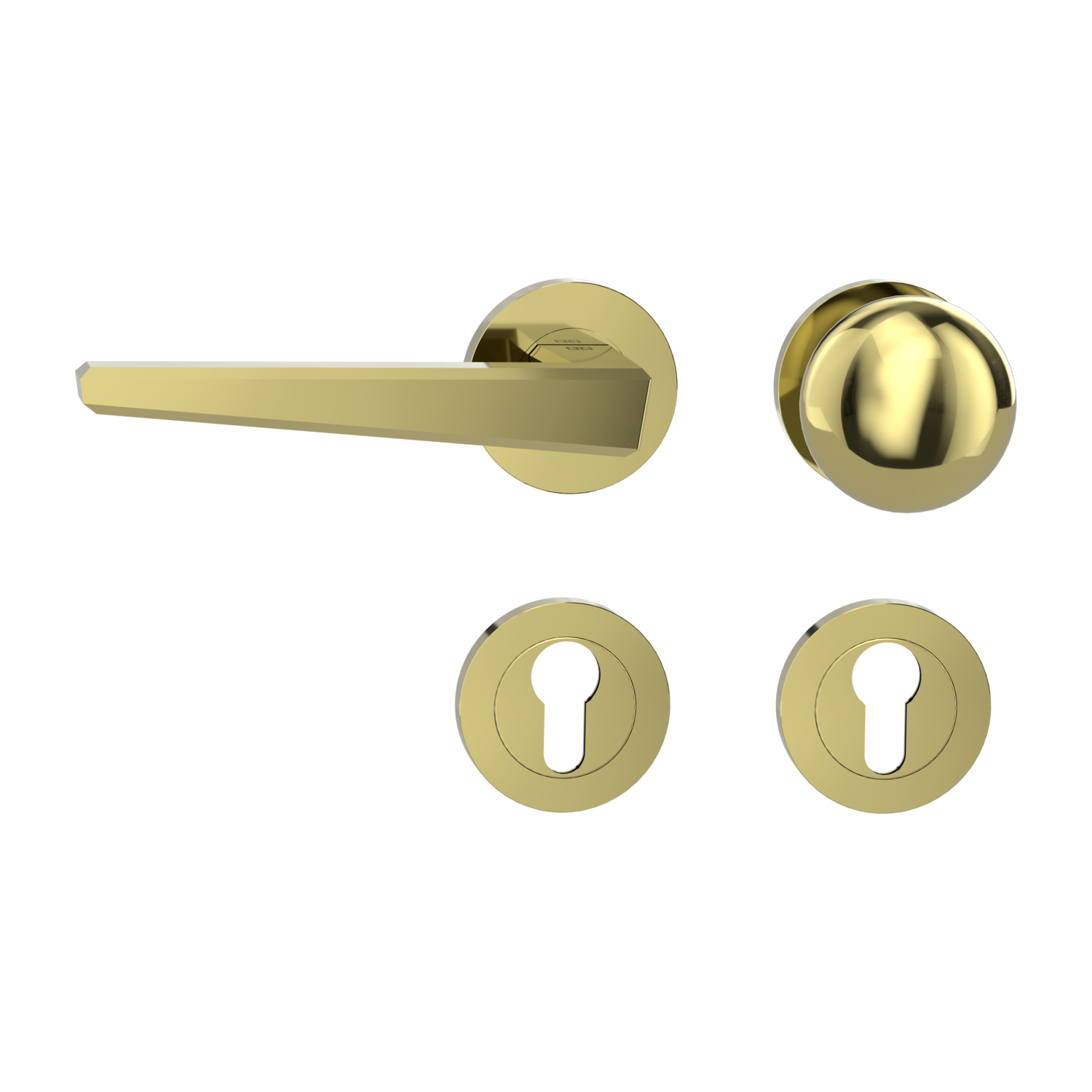 Griffwerk Wechselgarnitur JETTE CUT - Schraubrosette-Messing-DIN Rechts