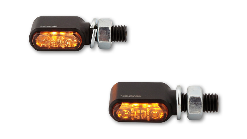 HIGHSIDER pro Little Bronx LED Indicator Gehäuse Schwarz / Linse Rauchgrau (Paar), Vorn & Hinten